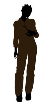 Female african american mechanic illustration silhouette on a white background