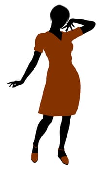 Female retro illustration silhouette on a white background