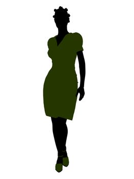 African american retro illustration silhouette on a white background