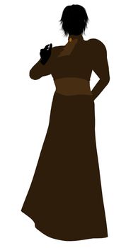 Female victorian art illustration silhouette on a white background