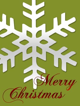 a red and gold Christmas Card featuring a white snowflake