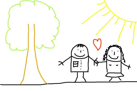 illustration of happy young couple in love