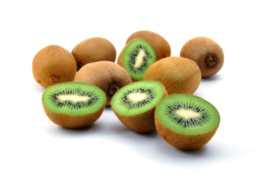 healthy green kiwi fruit isolated on white background