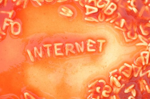 internet web or www concept with red pasta food