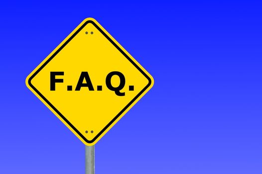 faq written on yellow road sign with copyspace
