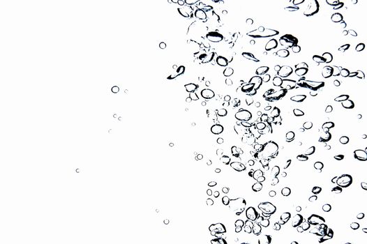 bubbles in fresh cool water with white background