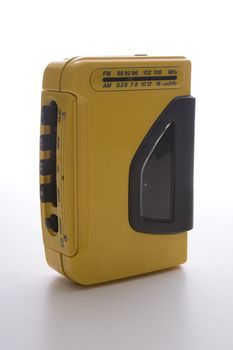 vintage yellow walkman from the 90's era