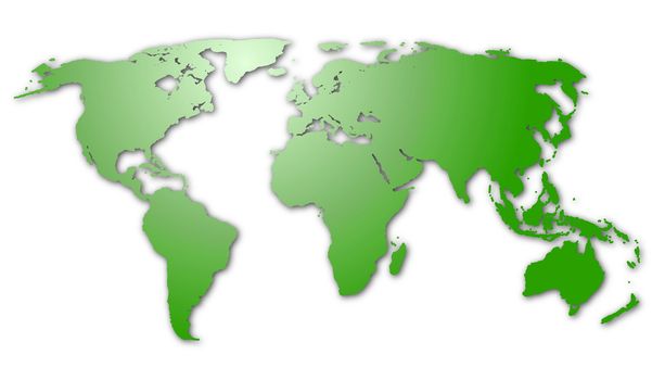 isolated map of the world with all continents showing global economy
