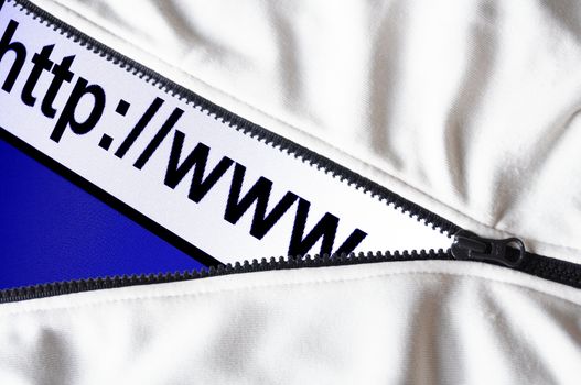 internet concept with www behind zip and copyspace