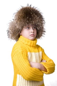 Young happy boy wearing winter clothing