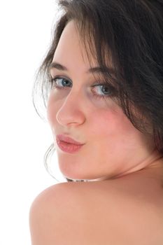 portrait of the nude girl on white