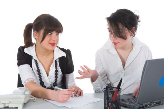 business women  working on isolated background