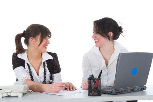 business women  working on isolated background