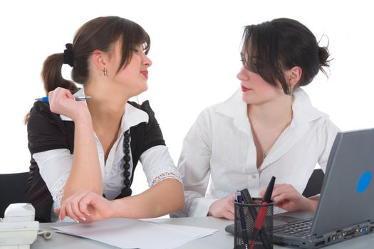 business women  working on isolated background