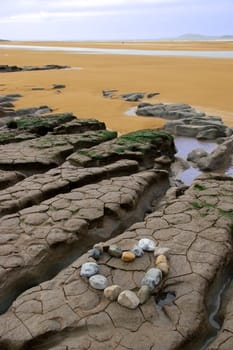 a love heart arranged with stones on the west coast of ireland near ballybunion