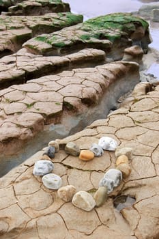 a love heart arranged with stones on the west coast of ireland near ballybunion