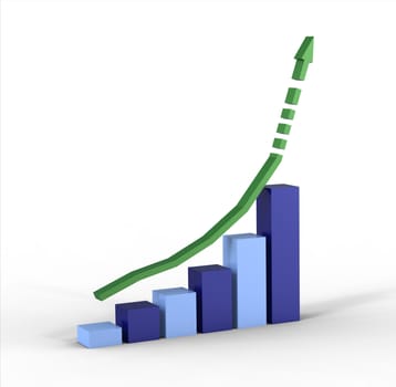 3d graph with positive growth pointing upwards