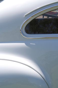 Close-up of a white vintage car.