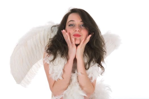 Girl-amur on white