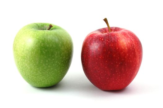Red an green apples isolated on a white background
