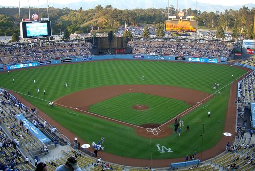 Fans watch batting practice before a spring California baseball game