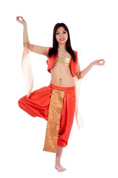 Dancing girl on white