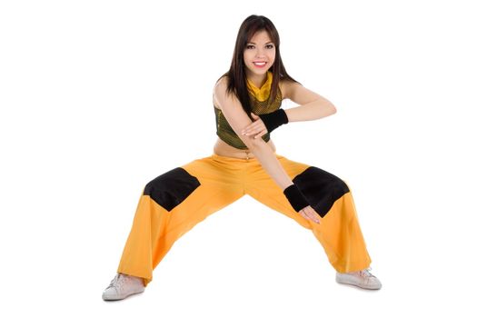 Dancing girl on white