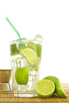 fresh mojito with lemon on white background