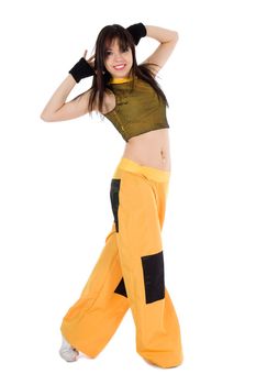 Dancing girl on white
