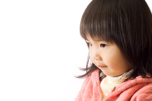 Asian kid portrait with thinking express and cute face.