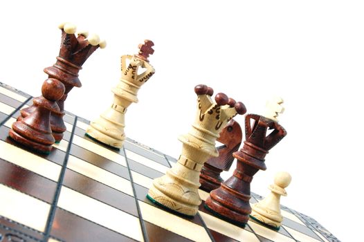 chess pieces on a chess board showing concept for strategic business