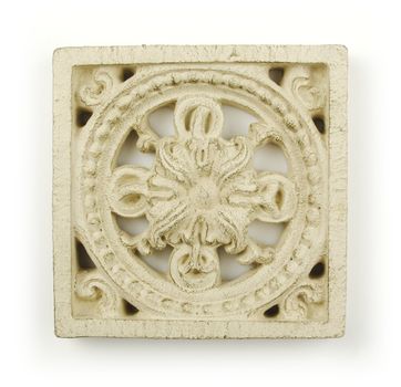 Ornate Wood Carving Ornament on White Background