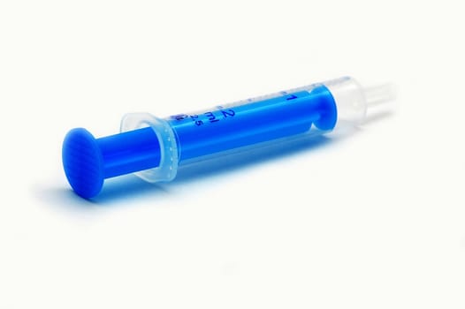 blue syringe isolated on the white backgroud