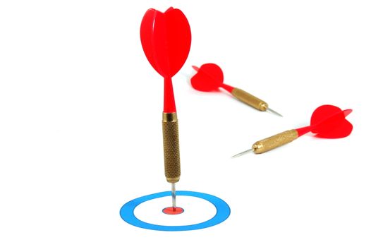 successful dart arrow hit the target or the objective or goal