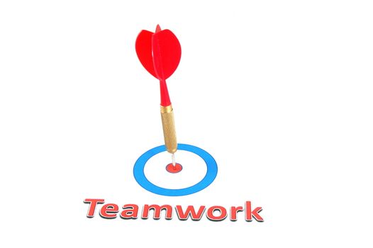 teamwork concept with isolated dart arrow on white background