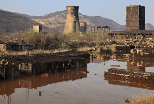 Ruins of a very heavily polluted industrial site at Copsa Mica,Romania.In 1990's the place was known as one of the most polluted towns in Europe.