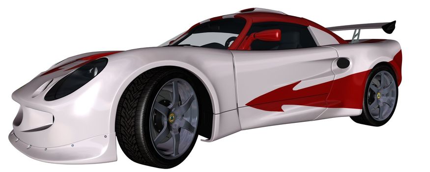 3D rendered sport car on white background isolated