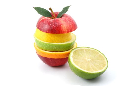 fresh fruits isolated on a white background