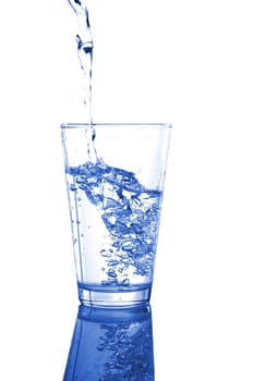 glass or cup of splashing water on white background