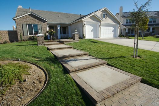 A newly constructed, modern american home.