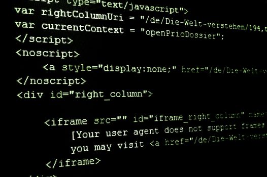 computer html code showing concept of internet and software programming