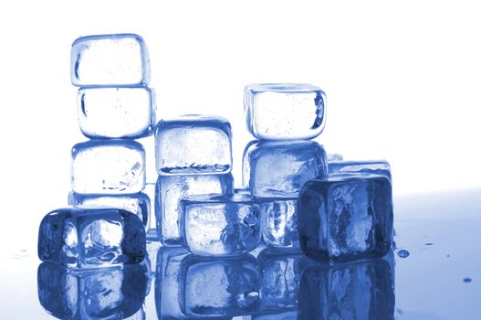 ice cubes and water drop in summer with copyspace