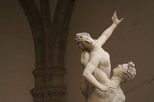 Located in the Loggia Della Signoria, outside the Uffizi Gallery in Florence Italy, this is an image of the Giambologna sculpture The Rape of the Sabines - 15