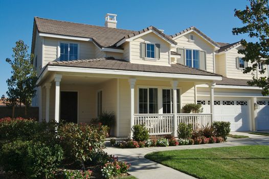 A newly constructed, modern american home.