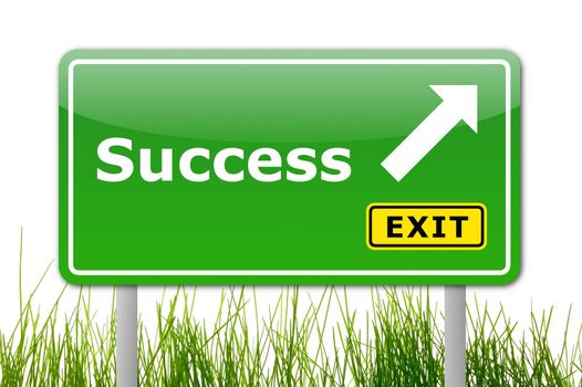 business success concept with illustration of road sign