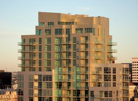 Downtown luxury apartments in the afternoon sunlight.