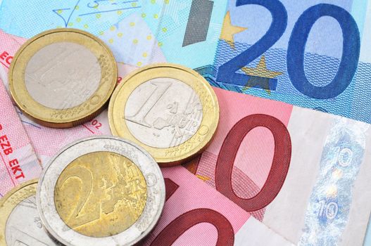 finance or financial success concept with euro money