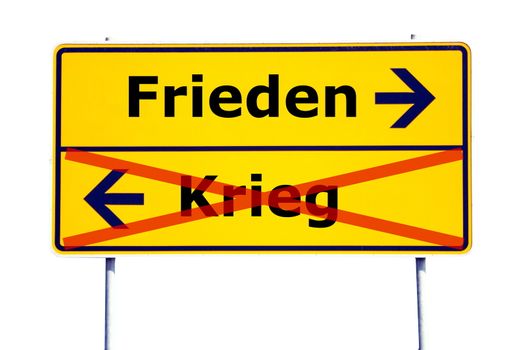 make peace not war concept with traffic sign