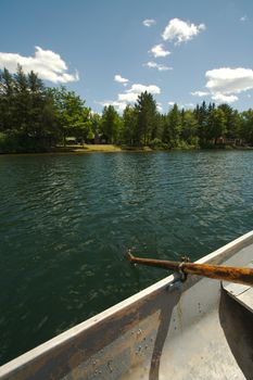 Lake Scene in a Rowboat on A Summer Day.