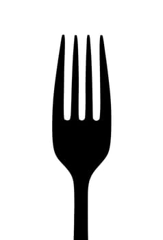 Silhouette of a fork on white background